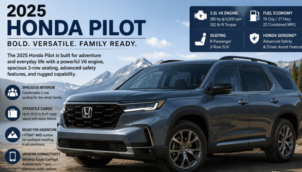 2025 Honda Pilot Review: Specs, Trims, V6 Performance, Towing Capacity, Safety Features, Pricing & Complete Buying Guide